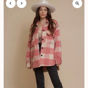 By Together Jennifer Pink and Cream Checkered Shacket